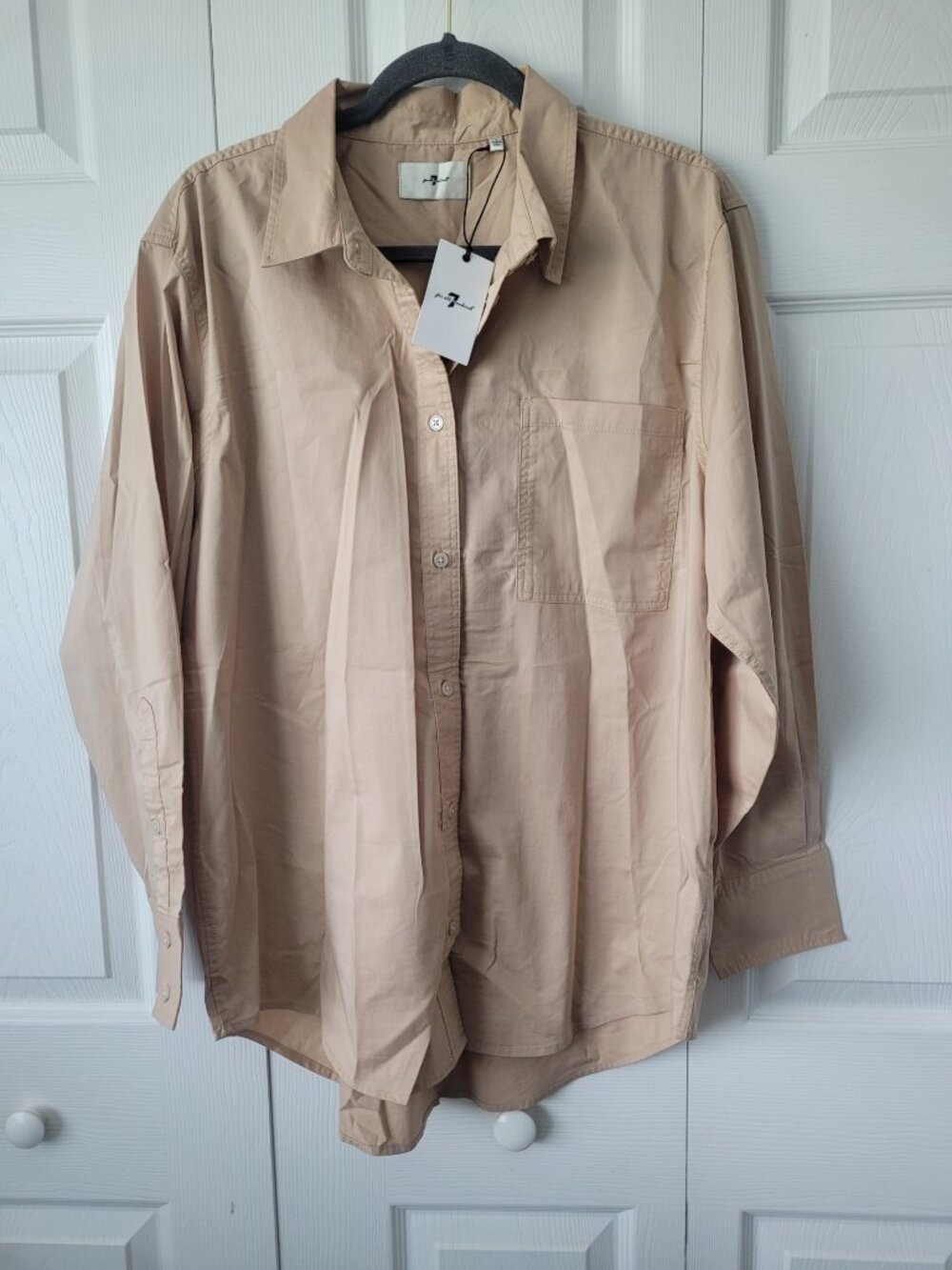 NWT 7 FOR ALL MANKIND Men's Everyday Button-down Long Sleeve Shirt Soft Camel L